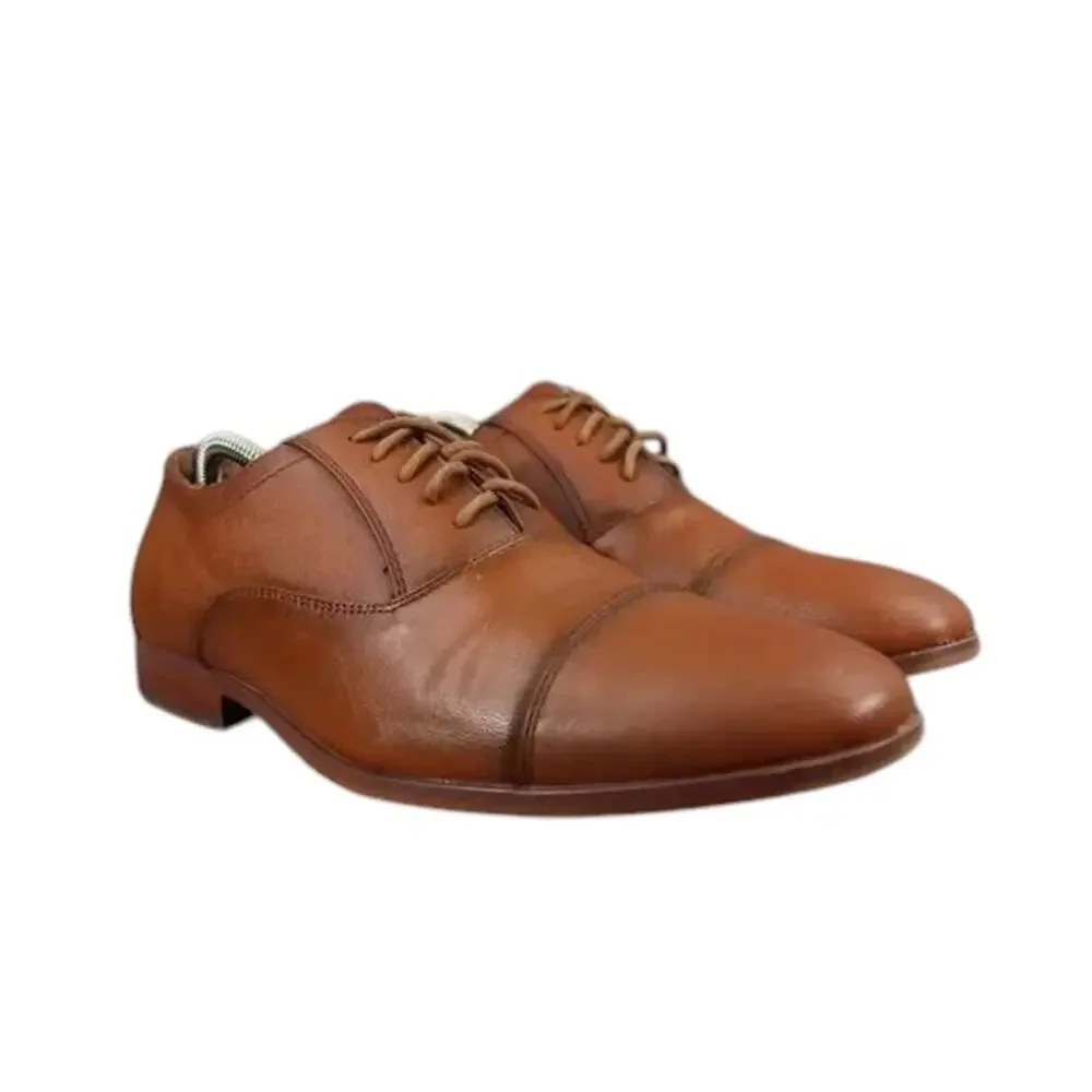 Report Shoes Mens 9 Oxfords Cap Toe Dress Formal Dominic Fashion Classic Brown
